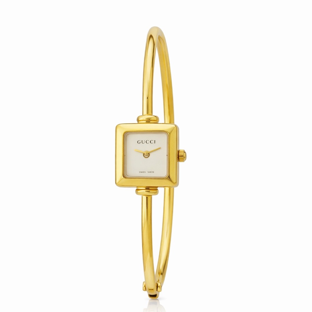 Gucci Women's Gold Square Face Bangle Watch